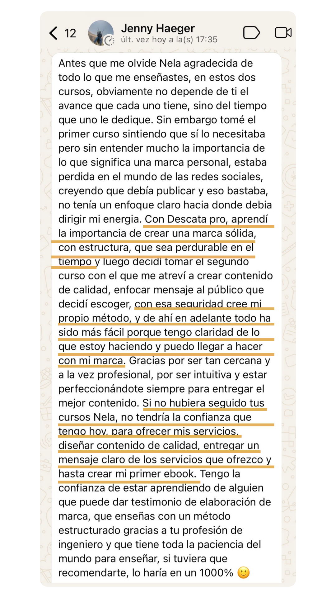 Testimonio — Jenny Haeger